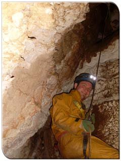 Tom (Author) on rope in Elk River Cave