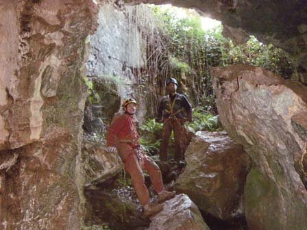 A very pretty entrance into the pitch head of Punchbowl Cave, requiring a 30m abseil (or for the masochistic a 30m ladder). Photo by David Chitty