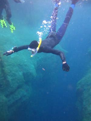 Unknown diver snorkling in Piccinninie Ponds, Mt. Gambier. Photo by Topaz Aral.